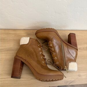 Michael Kors Kim lace up  Heeled Boots with Cream Accents